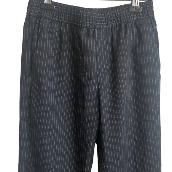 Banana Republic Women Pants 4 Black Pin Stripe Rayon Elastic Waist Office Work - Picture 8 of 8